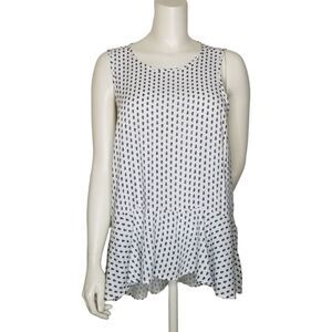 Libby Edelman‎ Womens Sleeveless White Navy Top Size L